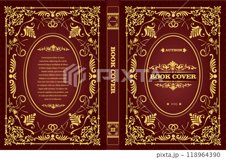 Elegant book cover design featuring ornate floral frame 118964390