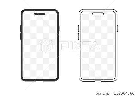 Realistic smartphone mockup icon symbol. Mobile phone logo sign. Device front view. Vector illustration image. Isolated on white background.  118964566