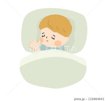 布団で眠る小さな男の子 118964641