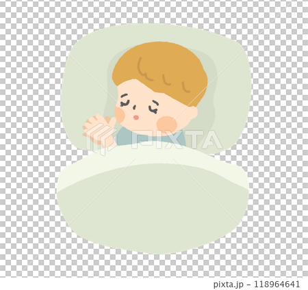 布団で眠る小さな男の子 118964641