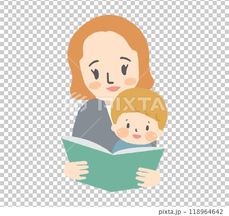 子供と絵本を読むお母さん 118964642