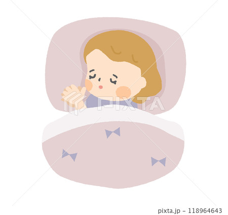 布団で眠る小さな女の子 118964643