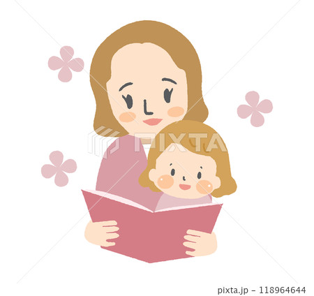 絵本を読む親子 118964644