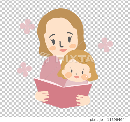絵本を読む親子 118964644