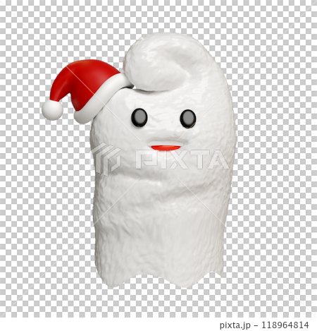 3d cute monster, white cute ghost with santa claus hat isolated. 3d render illustration 3d cute monster, white cute ghost with santa claus hat isolated. 3d render illustration 118964814