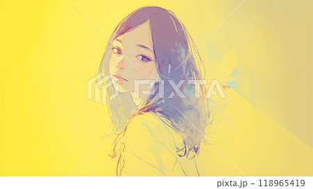 振り向くかわいい女性 118965419