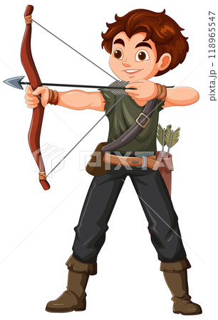 Young Archer Aiming at Target 118965547