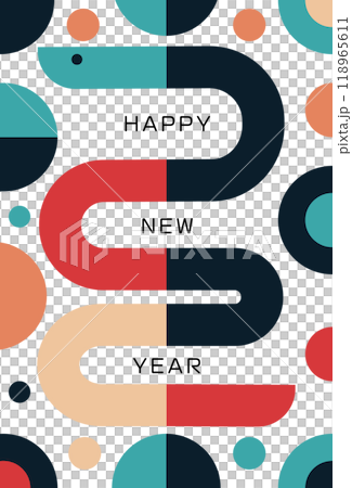 New Year's card with colorful snake illustration 118965611