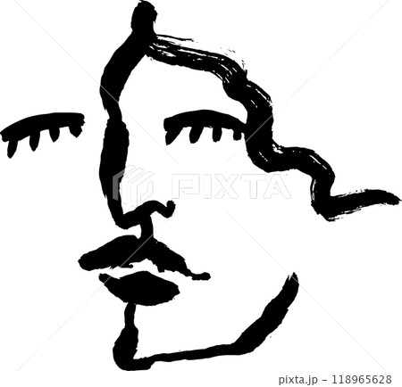 Contemporary Dry Brush Abstract Modern Girl Portrait. 118965628