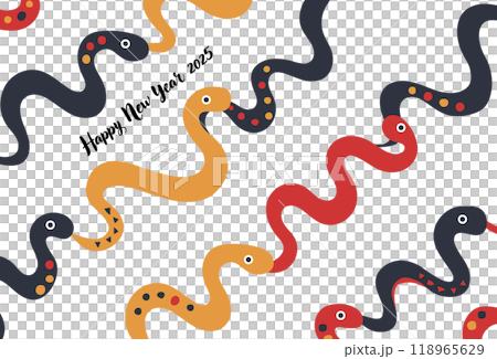 カラフルな蛇の年賀状イラスト 118965629