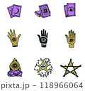 Bundle of Fortune and Magical Illustration, Halloween Vibe and Witches Elements, Colored Handdrawn Style 118966064