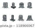 Bundle of RIP Grave Illustration, Halloween Element Design, Handdrawn Style 118966067