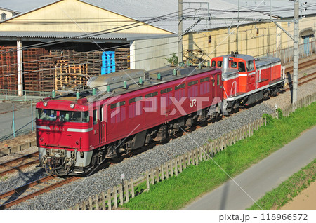 高崎線　深谷ー岡部　JR東日本　EF81-141（青森）+DE10-1099（宇都宮） 118966572