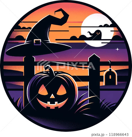 ハロウィンのかぼちゃと赤いランタン 118966643