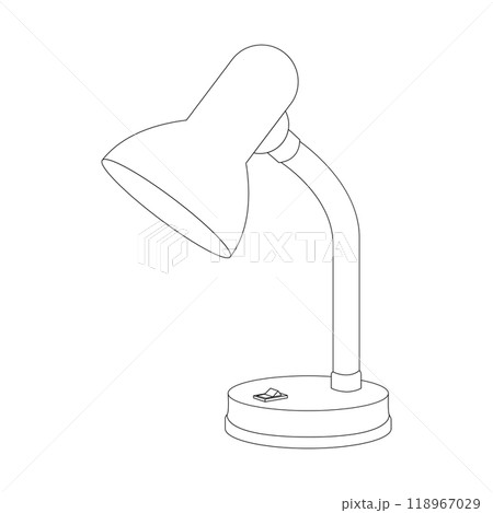 Vintage flexible desk lamp. Line art interior home and office decor desktop furniture. Adjustable table lamp for reading. Vintage flexible desk lamp. Line art interior home and office decor desktop furniture. Adjustable table lamp for reading. 118967029