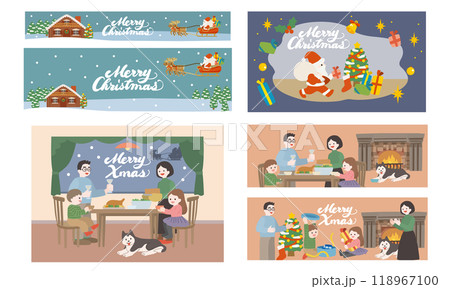 クリスマスのイラストバナーセット クリスマスのイラストバナーセット 118967100