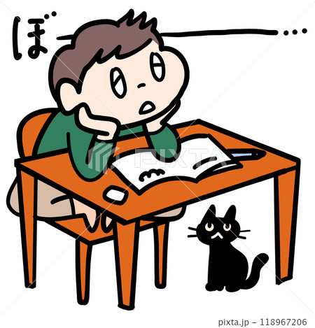 机に向かっても全然勉強する気がおきない男子 118967206