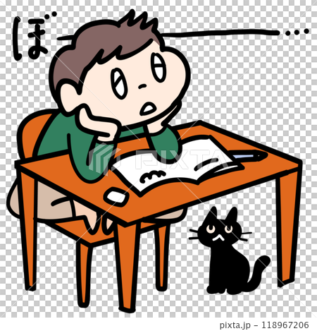 机に向かっても全然勉強する気がおきない男子 118967206