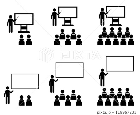 セミナーや講演会や研修のセットピクトグラム セミナーや講演会や研修のセットピクトグラム 118967233