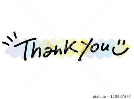 サンキュー　thank you　ペンで書いたおしゃれな手書き文字　おしゃれ水彩 118967477