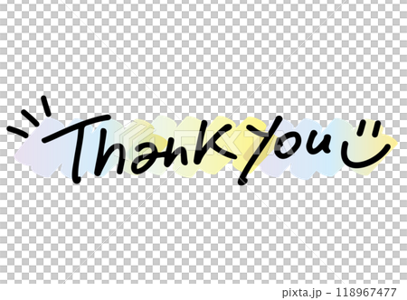 サンキュー　thank you　ペンで書いたおしゃれな手書き文字　おしゃれ水彩 118967477
