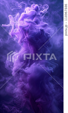 Ethereal purple smoke swirling in air, dramatic abstract background, wallpaper. Generative AI 118967886