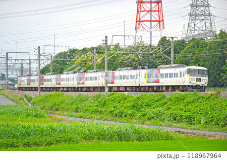 高崎線 本庄ー岡部 JR東日本 185系 OM05編成(大宮) 草津 高崎線 本庄ー岡部 JR東日本 185系 OM05編成(大宮) 草津 118967964