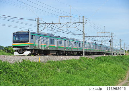 高崎線 岡部ー本庄 JR東日本 E231系1000番台 U521編成(小山) 高崎線 岡部ー本庄 JR東日本 E231系1000番台 U521編成(小山) 118968646