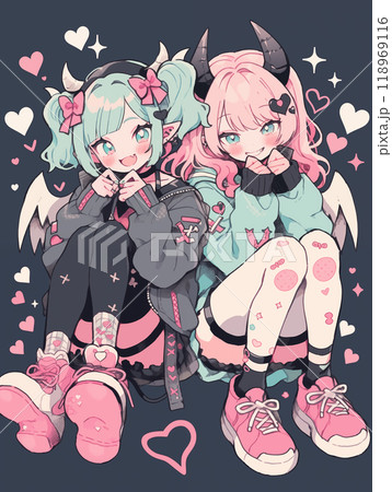 可愛い悪魔の女の子二人 /AI生成 可愛い悪魔の女の子二人 /AI生成 118969116