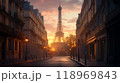Generative AI Image of Majestic Eiffel Tower with Path Way Apartment Home House Sunset Sunrise Sky 118969843