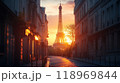 Generative AI Image of Majestic Eiffel Tower with Path Way Apartment Home House Sunset Sunrise Sky 118969844