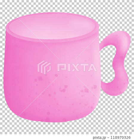 pink mug, hand drawn, transparency illustration. pink mug, hand drawn, transparency illustration. 118970326