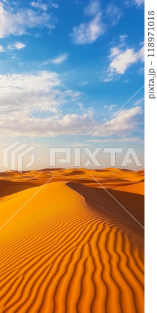 Sand dunes. Desert landscape with beautiful sand dunes and blue sky Sand dunes. Desert landscape with beautiful sand dunes and blue sky 118971018