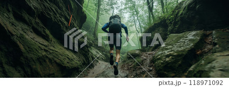 Speed hiking. Running and hiking in the mountains 118971092