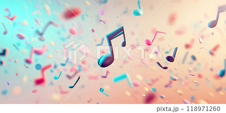 Floating musical notes. Abstract music notes background 118971260