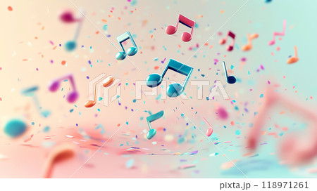 Floating musical notes. Abstract music notes background Floating musical notes. Abstract music notes background 118971261