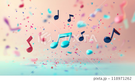 Floating musical notes. Abstract music notes background 118971262