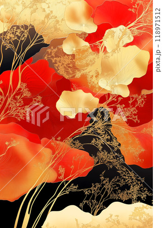 金箔のイチョウと和を感じる秋の豪華な背景 金箔のイチョウと和を感じる秋の豪華な背景 118971512