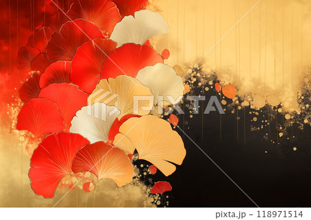 金箔のイチョウと和を感じる秋の豪華な背景 金箔のイチョウと和を感じる秋の豪華な背景 118971514