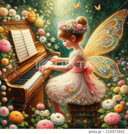 ピアノを弾く妖精のイラスト素材 [118971681] - PIXTA