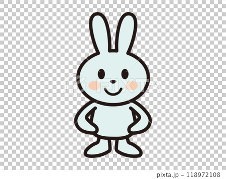 一隻可愛的兔子驕傲地站著的插圖 一隻可愛的兔子驕傲地站著的插圖 118972108