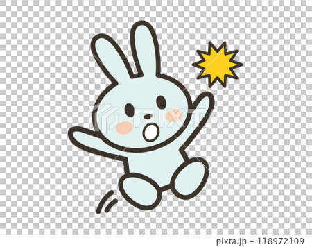 一隻可愛的兔子跳起來並感到驚訝的插圖 一隻可愛的兔子跳起來並感到驚訝的插圖 118972109