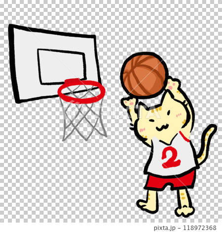 可愛的棕色虎斑貓灌籃 118972368