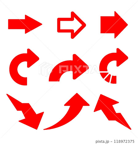 赤の矢印のセット 118972375