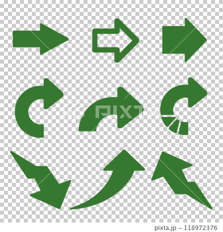 一組綠色箭頭 118972376
