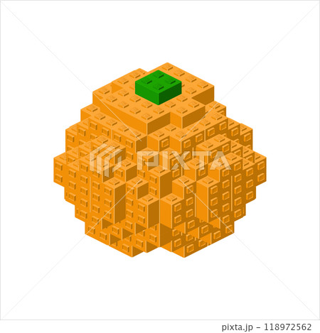 Orange in isometric view assembled from plastic blocks. Vector Orange in isometric view assembled from plastic blocks. Vector 118972562