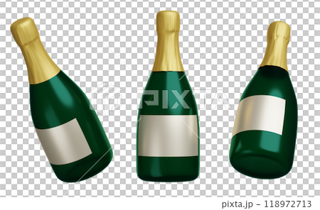 champagne bottles from various angles 3D Graphic 118972713