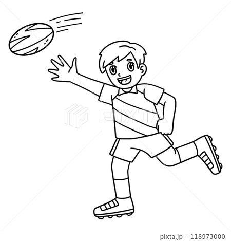 Rugby Player Chasing the Ball Isolated Coloring Rugby Player Chasing the Ball Isolated Coloring 118973000