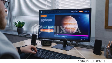 AI video generator app generating high-quality video of Jupiter and its moon on PC 118973162