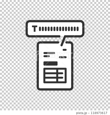 インボイス登録番号付き請求書・領収書のアイコン2(白黒) インボイス登録番号付き請求書・領収書のアイコン2(白黒) 118973617